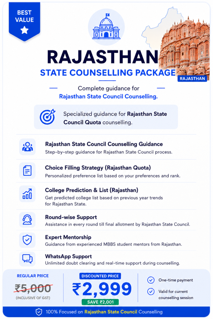NEET UG Rajasthan state counselling package flyer