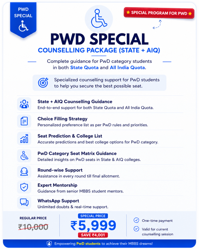 NEET UG Pwd counselling package offer